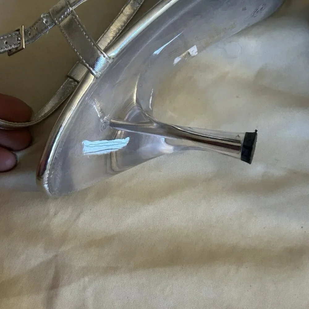 Jacqueline Ferrar Heels Worn Once Silver with Rhinestones - Picture 7 of 8